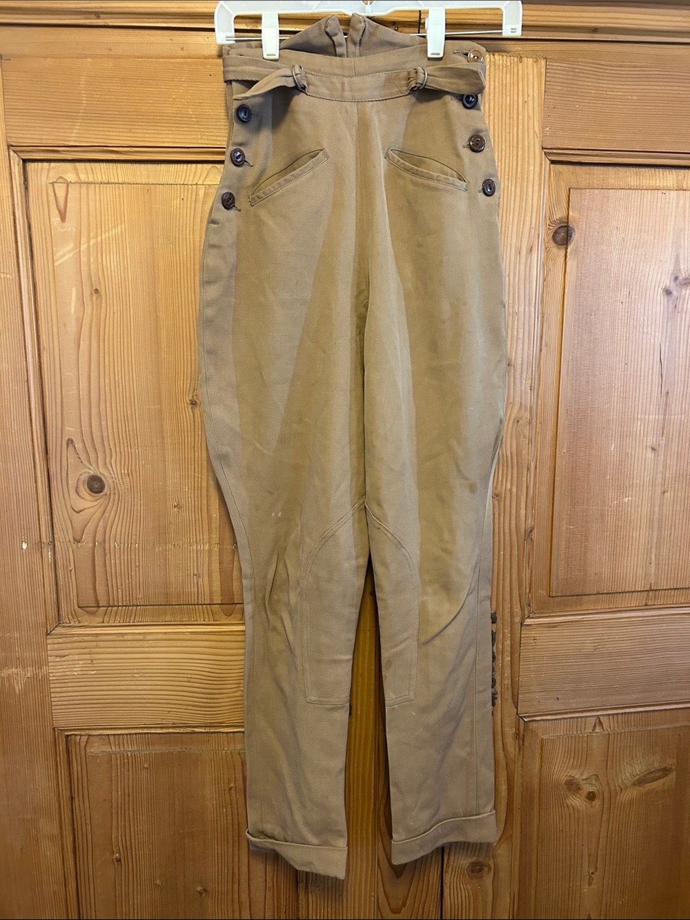 VTG 1960’s Women’s Equestrian Jodhpur Riding Breeches Tan High Waist Side Button
